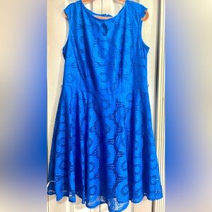 Royal Blue Crocheted Floral Dress
